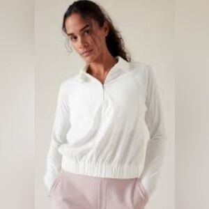 athleta white half zip jacket large